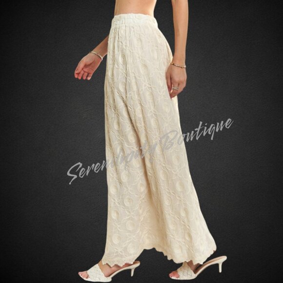 Victorian Antique White Embroidered Lace 100% Cotton Romantic Maxi A Line Skirt - Picture 1 of 12